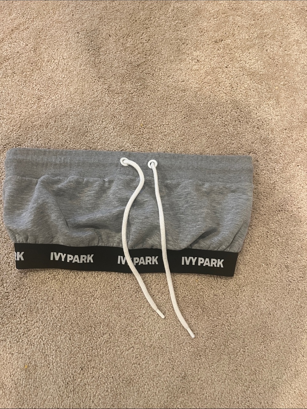 Ivy Park | Reconstructed Gray Logo Bandeau Tube Crop | Top XL